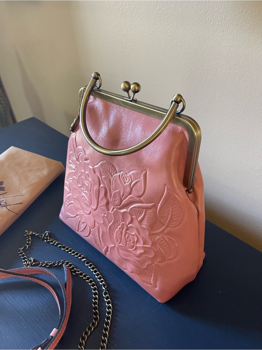 Patricia Nash Pink Embossed Leather Frame Crossbody Bag - Picture 2 of 9